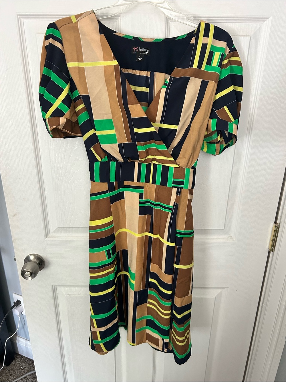 The Webster at Target Green, Brown & Navy Geometric Midi Dress